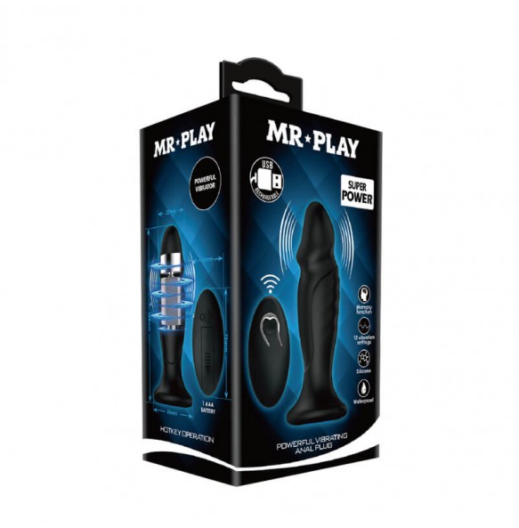 MR PLAY - Remote-Controlled Vibrating Anal Plug ll (Chargeable - Black)